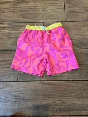 Mini Boden Pink and Yellow Floral Swim Shorts